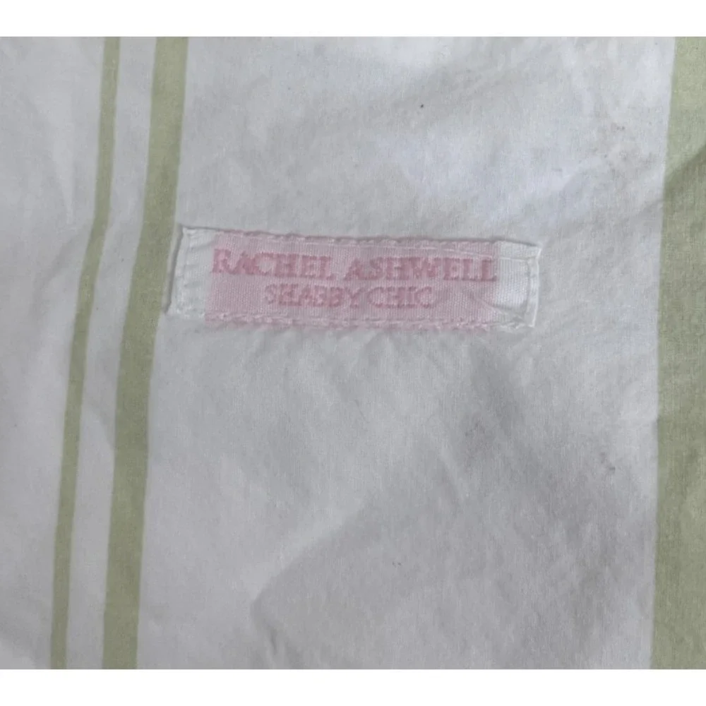 Rachel Ashwell Shabby Chic Couture Vintage Duvet Cover Twin White Green Stripes